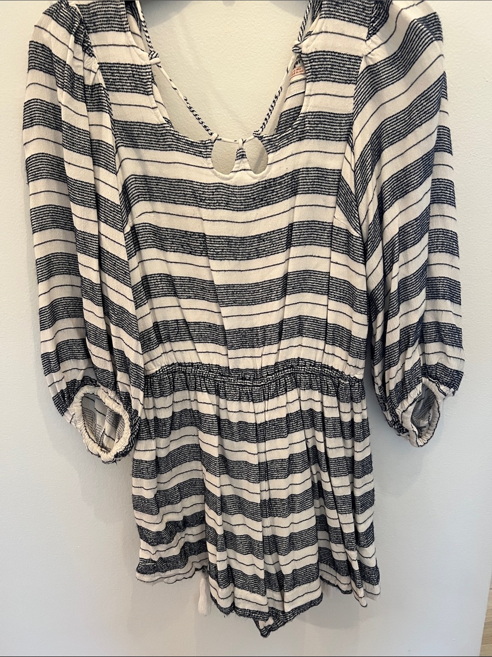 HOLDING HORSES Black and White Striped Jumpsuit Romper